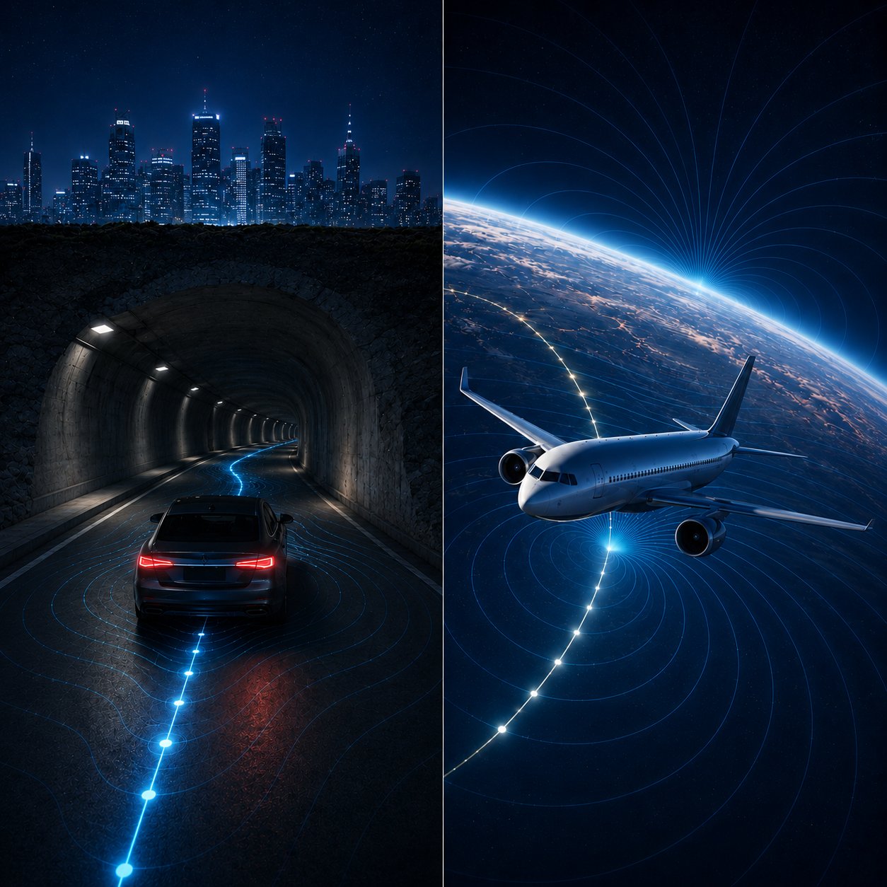 Quantum navigation, night driving through a tunnel