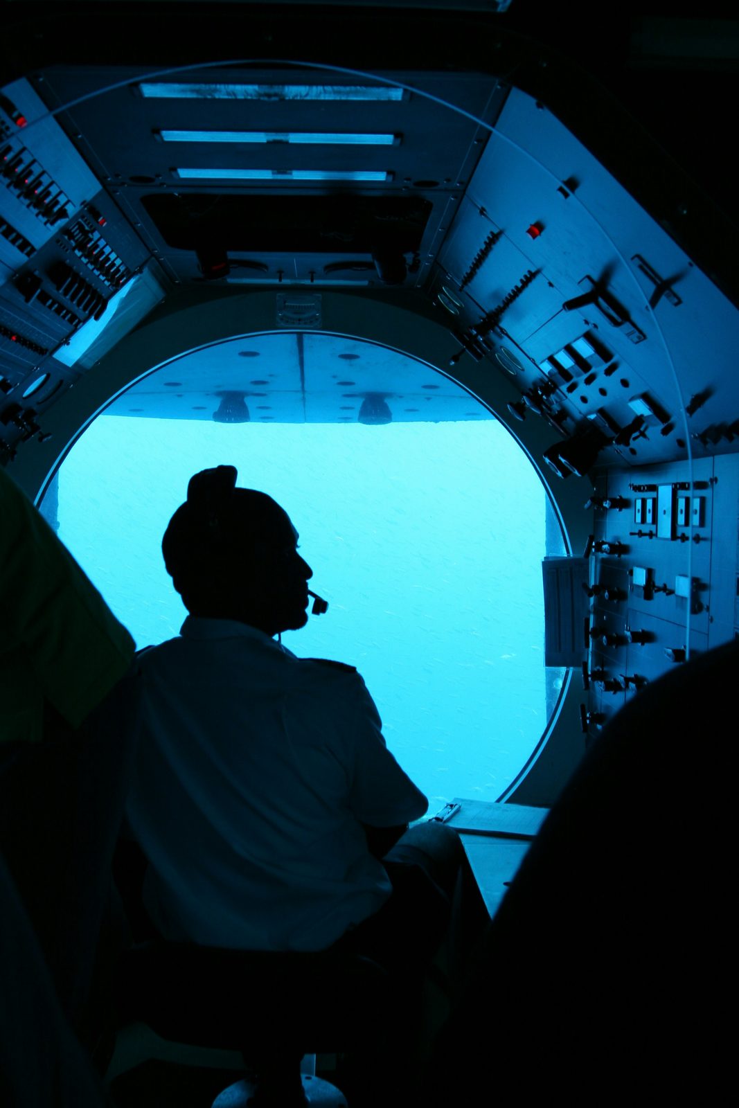 Navigation console aboard a submarine